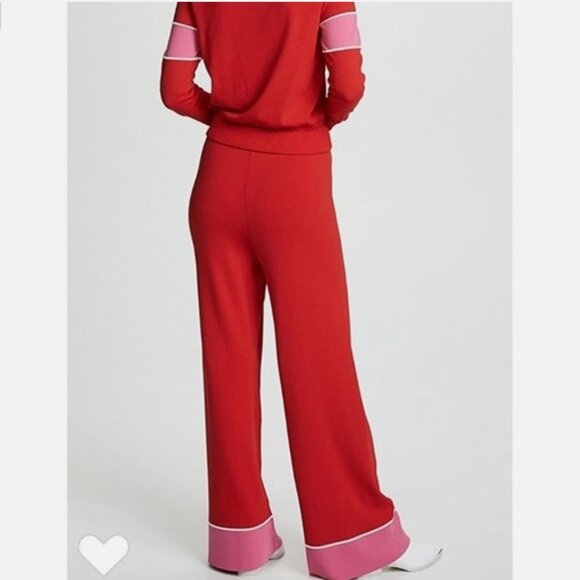 Free People Red & Pink Knit Sunday Flair Wide Leg High Waist Knit Pants Size M - Picture 4 of 12